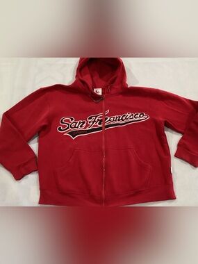 GOGO Red Full-Zip Hoodie with San Francisco Script size M #cj4